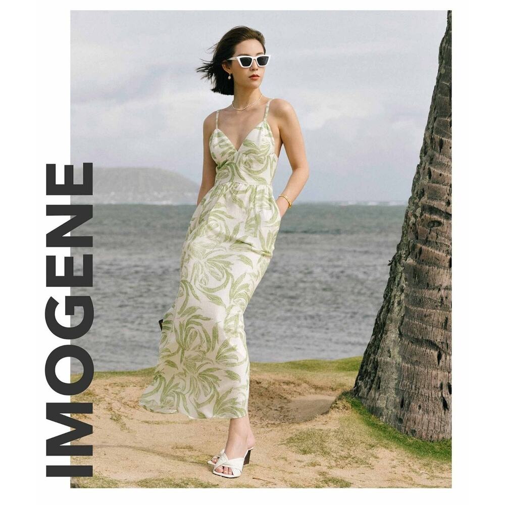 Petite Studio x Suggyl Dress Imogene Fern Print Boho Tropical Green Size S